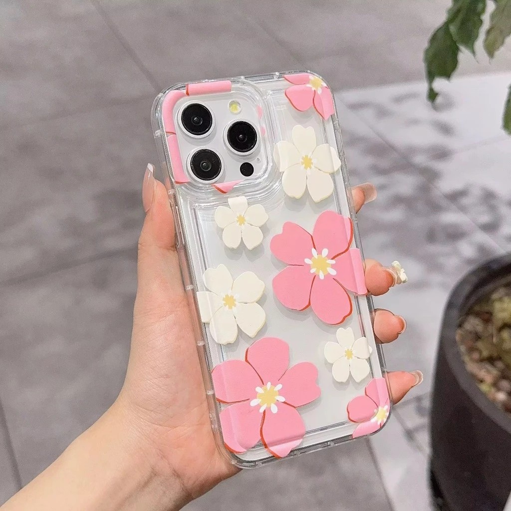 Case FLOWER PINK BLUE SAMSUNG A15 A25 M34 M54 A33 A53 A73 A23 M23 A13 4G 5G A03 CORE A01 A2 Core A11