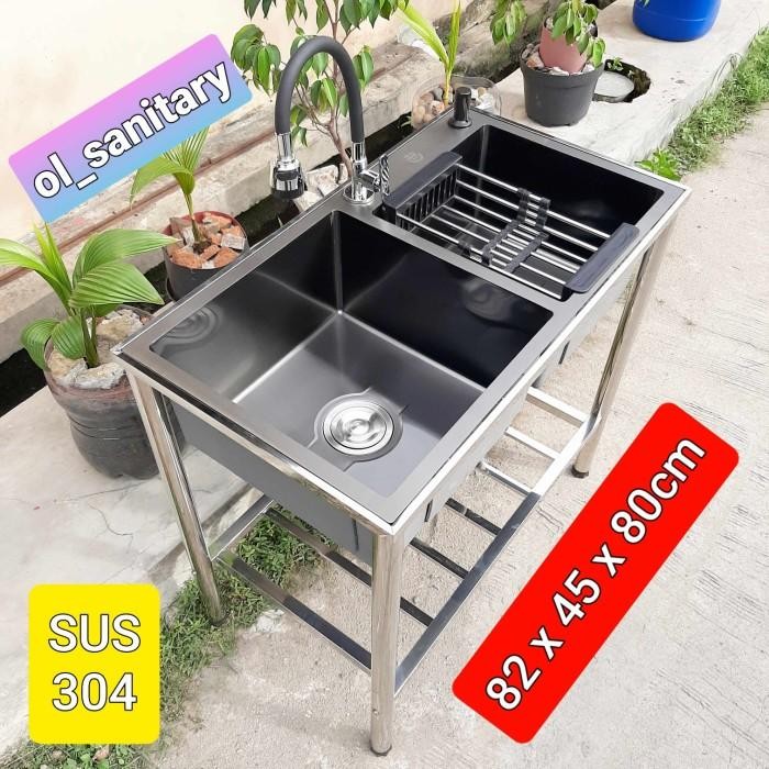 (Allthebest) bak cuci piring kitchen sink portable tempat cuci piring sink hitam
