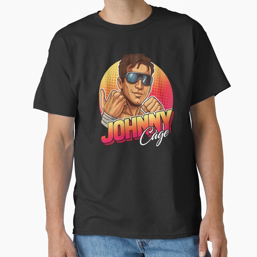 Johnny Cage Mortal Kombat Logo T-Shirt Klasik Epik Dan Keren Kaos Leher Bulat Unisex, Unik Kreatif, 