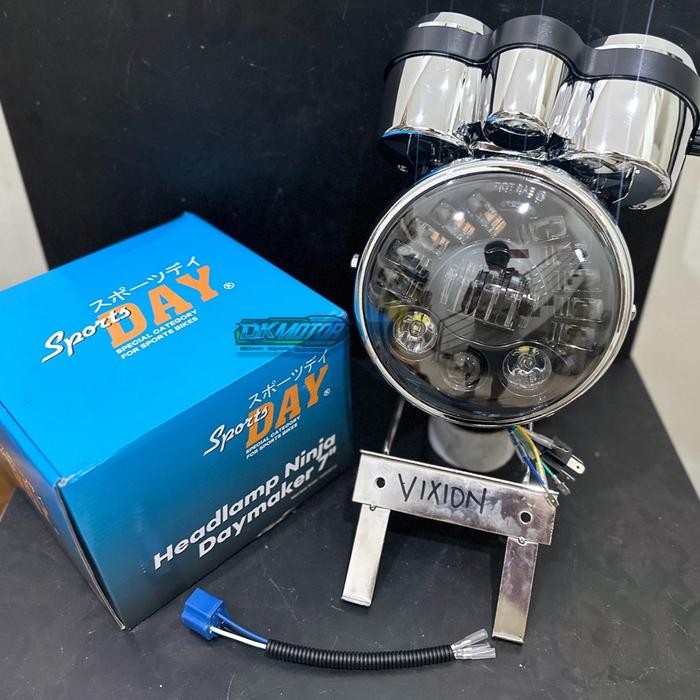 Lampu Depan Daymaker 7Inch Ninja Ss R Crom Krom Set Spidometer Import Pnp Shock Skok Vixion Nva Nvl