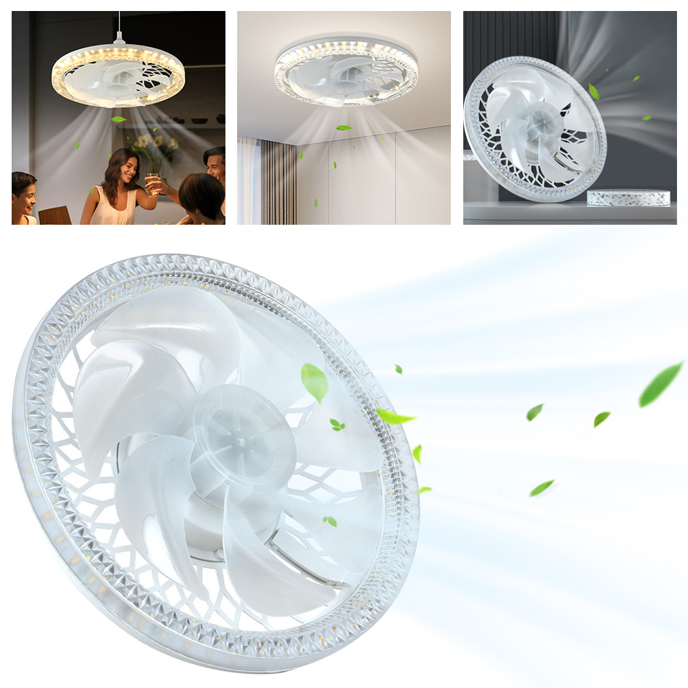 Flush Mount Ceiling Fan Light Remote Control 4 Speeds Smart Ceiling Fan with LED Light Modern LED Ce