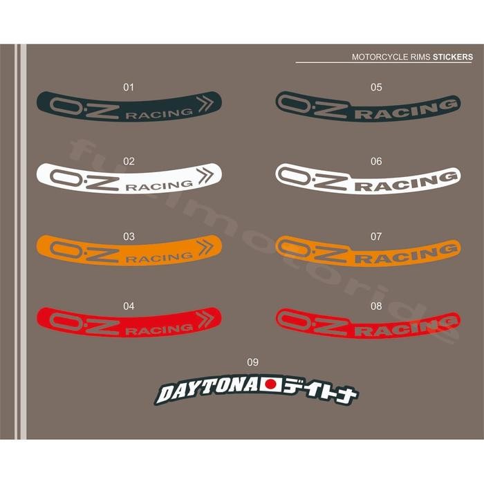 ID'' STICKER VELG MOTOR OZ RACING DAYTONA CBR R25 NINJA GSX NMAX XMAX ADV