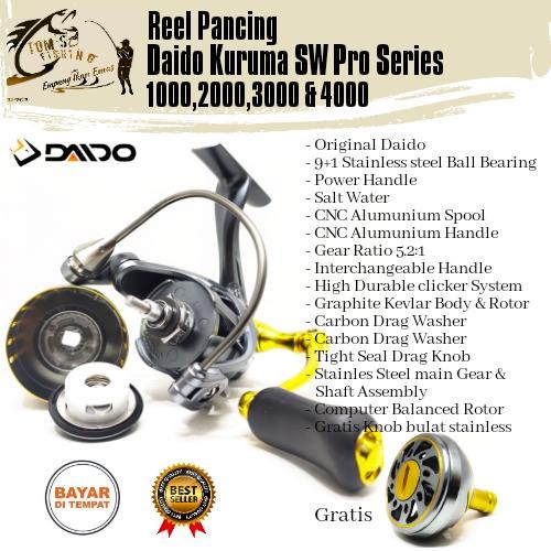 Reel Pancing Daido Kuruma SW Pro Series 1000-4000 (9+1Bearing) Salt Water Berkualitas - Toms Fishing