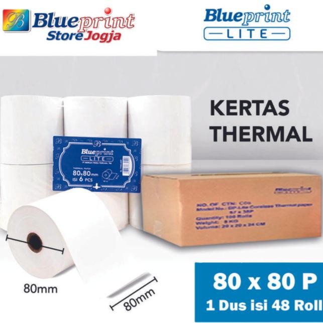 

KERTAS THERMAL ROL STRUK KASIR BLUEPRINT LITE 80x80P - 1 Dus 48 Roll