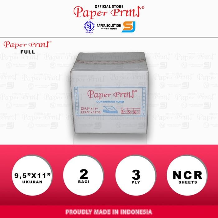 

Paperpryns Kertas Continuous Form Full 3PLY NCR 9.5" x 11"/2 (Bagi 2)