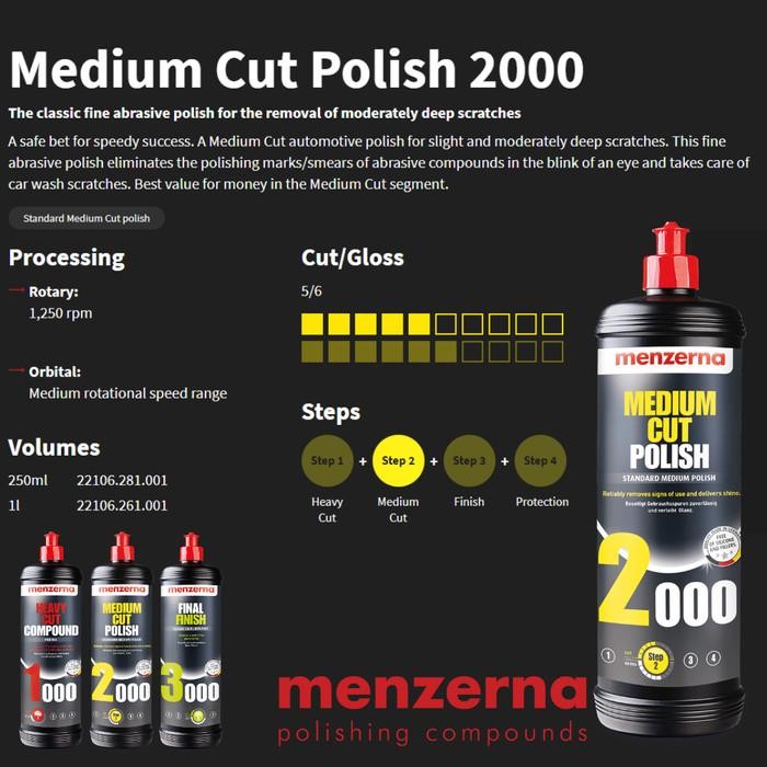 Menzerna 2000 Medium Cut Polish 1 Liter, kompon compound poles mobil