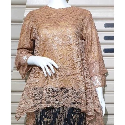 Atasan jumbo/kebaya brukat modern/atasan rinjani - Putih