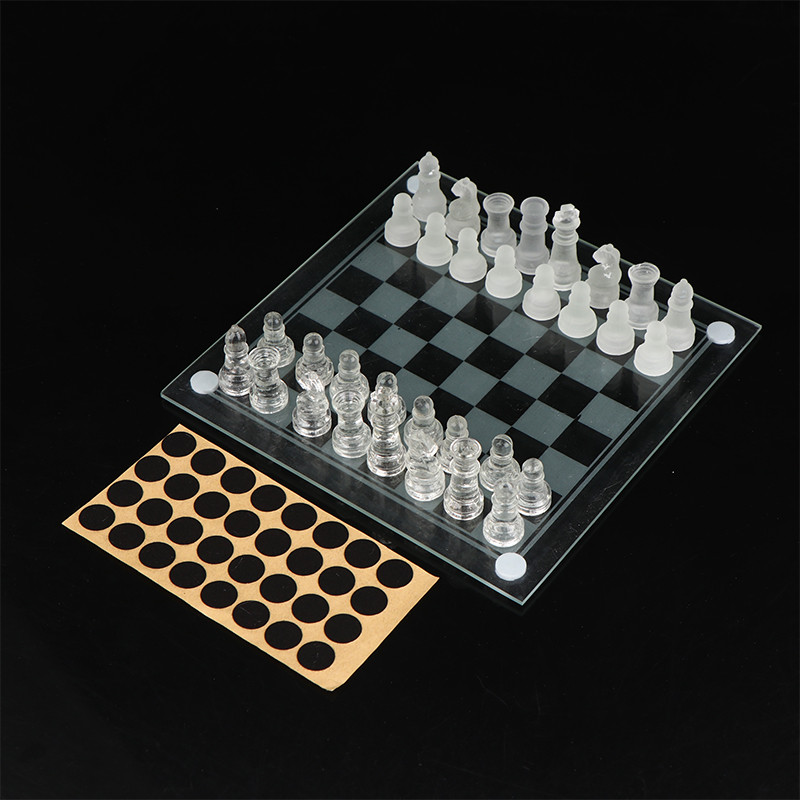 1Set Craft Crystal Glass Chess Set Acrylic Chess Board Anti-broken Elegant Glass Chess Pieces Board