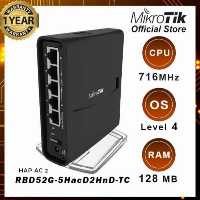 MIKROTIK RBD52G-5HACD2HND-TC HAP-AC2 WIRELESS ROUTER INDOOR RBD52G