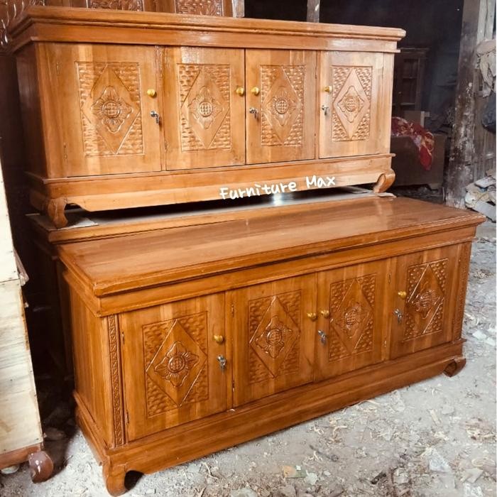 BUFET KAYU JATI RAK TV JATI 4 PINTU DISWAR MEJA JATI Terlaris