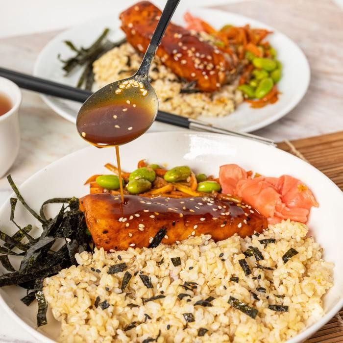 

(Allthebest) Low Cal Salmon Teriyaki Don. Healthy Diet Catering