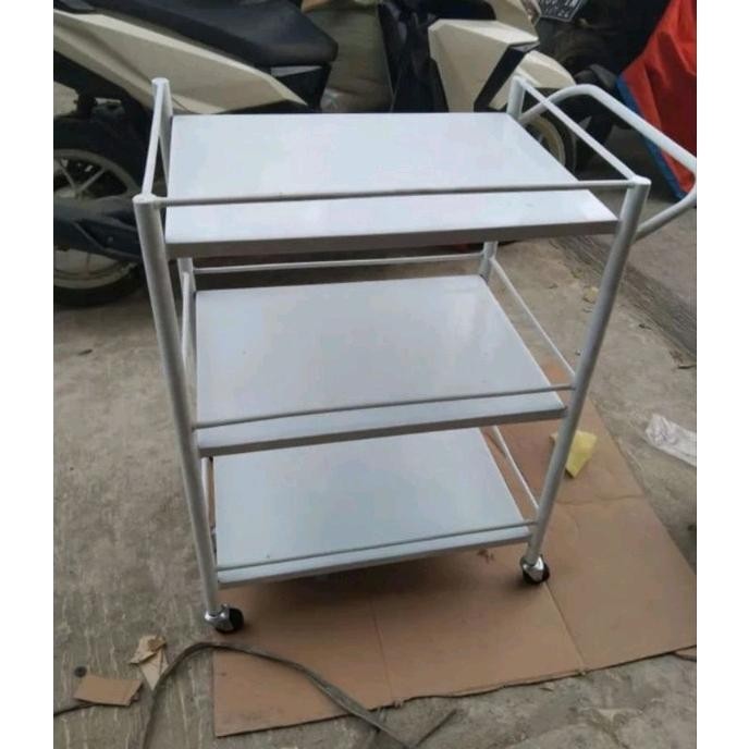 Meja Instrumen 3 Rak Troly Rak Troli Medis Rumah Sakit *