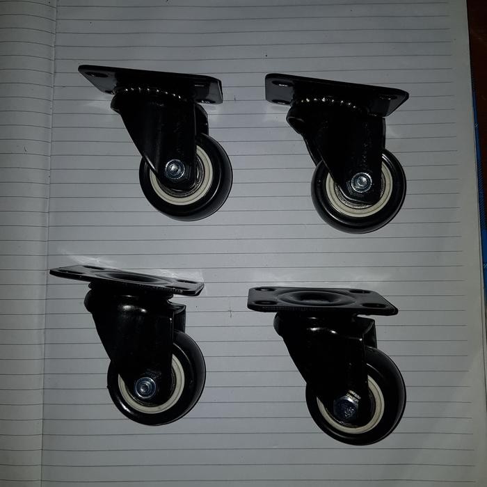 roda troli 1,5 inch pu black putar *