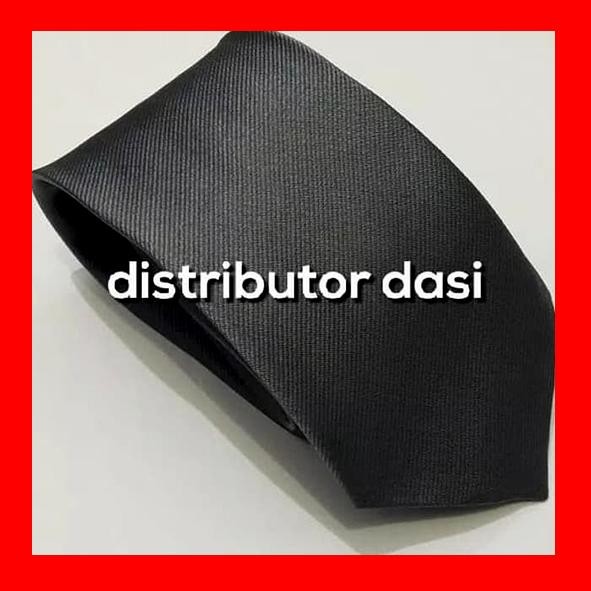 dasi panjang motif salur halus warna hitam disttor dasi *