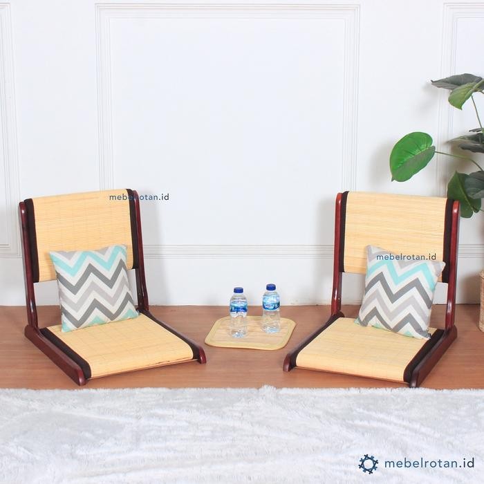 Kursi Lesehan Lipat Anyaman Rotan + Busa Kayu Chairs *