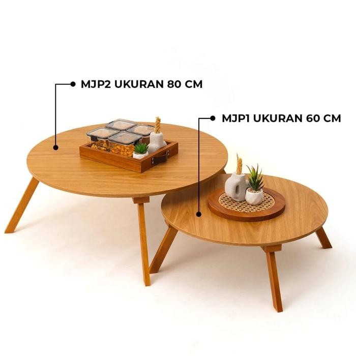 Meja Lipat Bulat Lesehan Kayu Berkualitas / Meja Belajar Makan Lesehan *