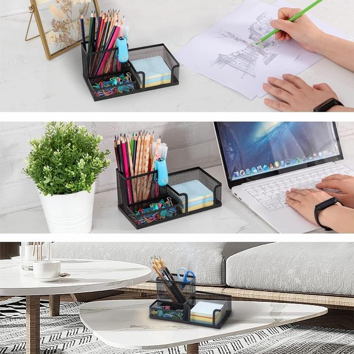 

Deli Stationary - Pen Stand 3 Sekat / Tempat Pulpen Jaring Besi / Pen Stand Organizer / Keranjang