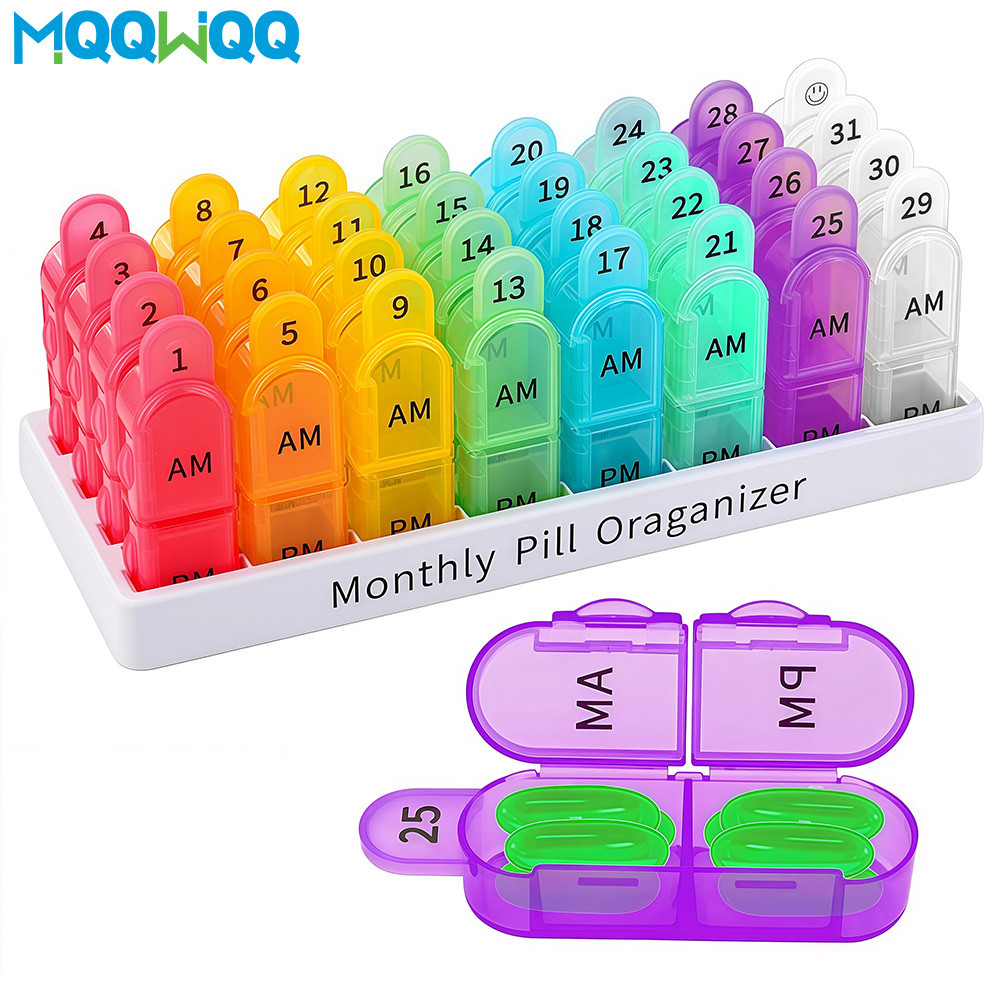 Monthly Pill Organizer 2 Times a Day 30 Day Pill Box AM PM,One Month Medicine Organizer Twice