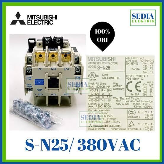 kontaktor Mitsubishi original sn25/25 50a 3phase 380vac/kontaktor 3p 50a 380v