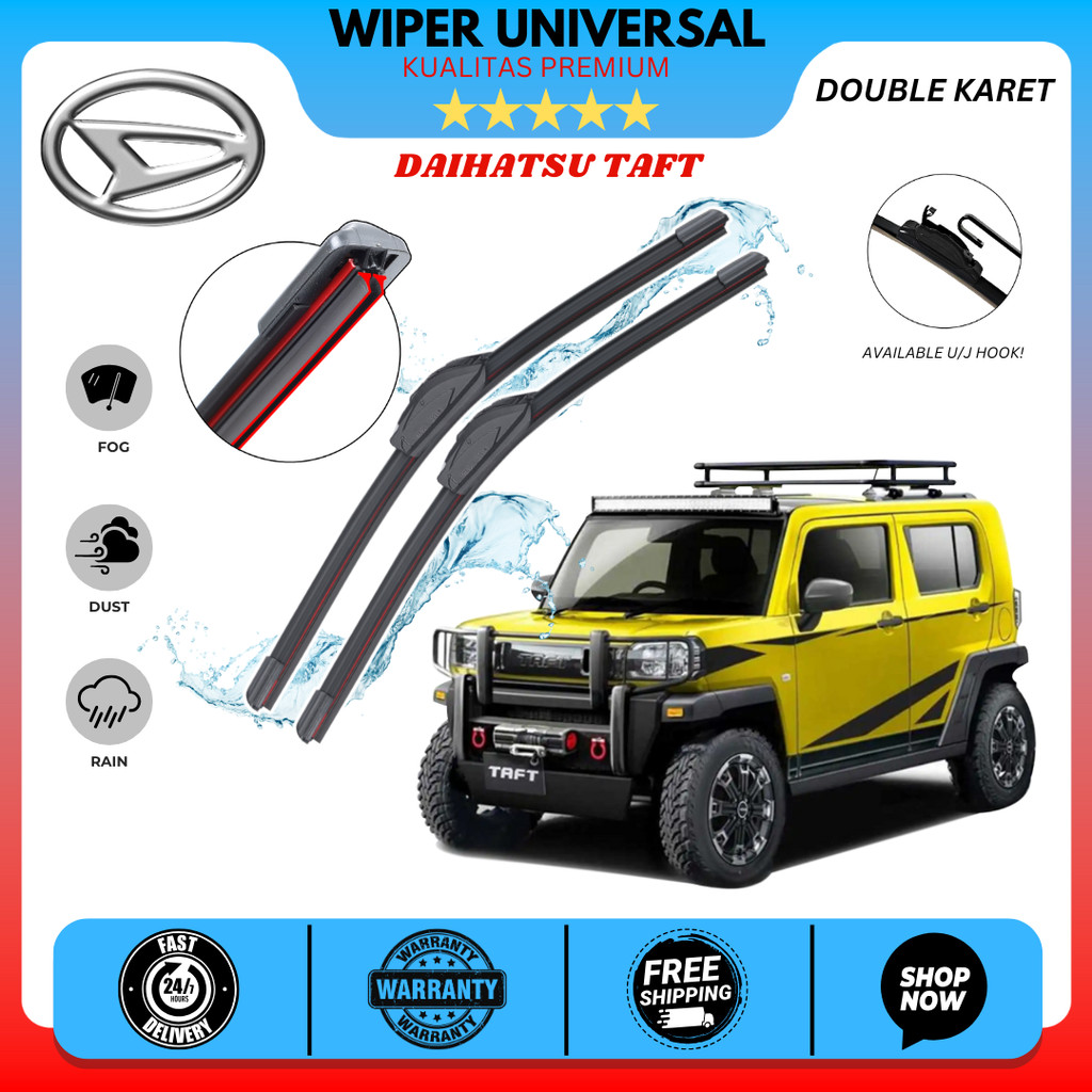 Wiper Dual Karet Mobil Daihatsu Taft Kaca Depan Mobil Satu Set Kiri Kanan