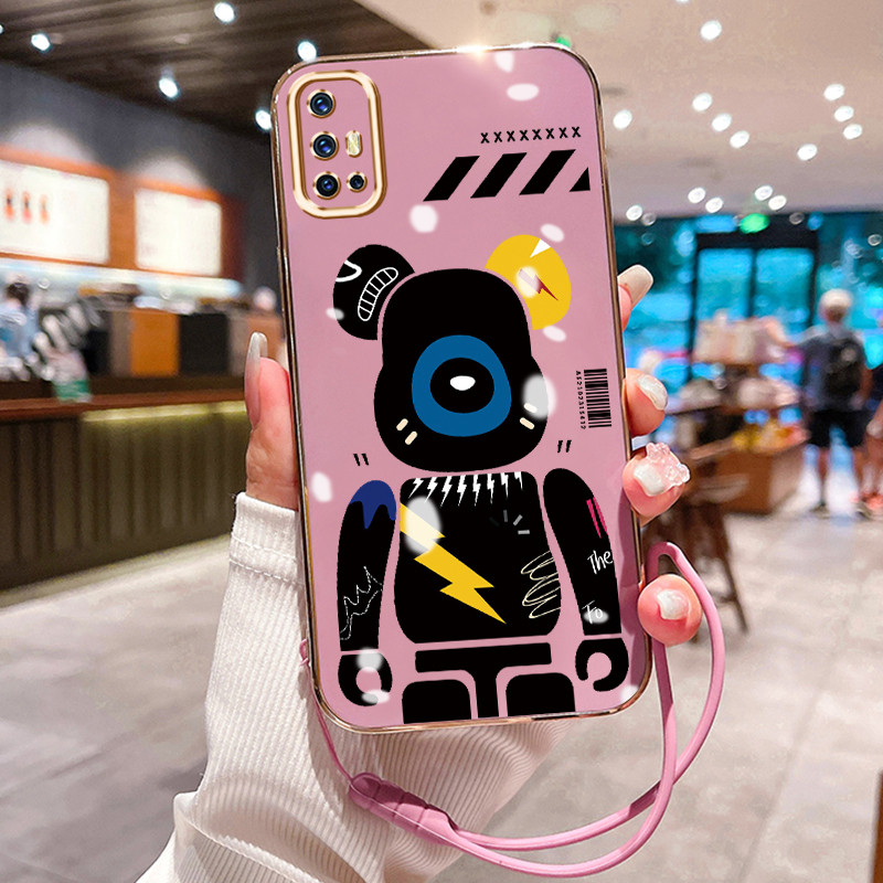 Casing Hp Untuk VIVO V17 V19 Neo V19 Case Beruang Robot Pelapisan Mewah Cesing Lanyard ponsel Kesing