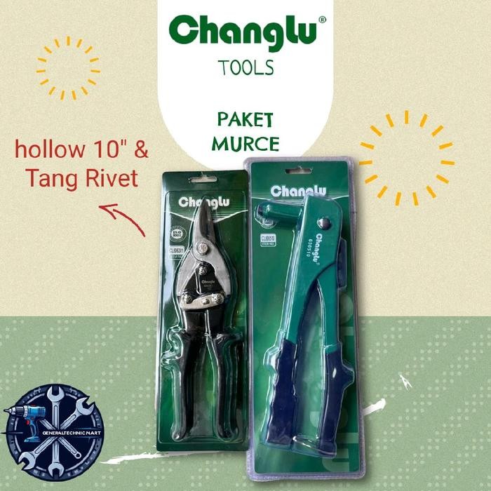 Termurah Changlu- Paket Tang Rivet & Gunting Seng Baja Ringan 10" Gunting Holo