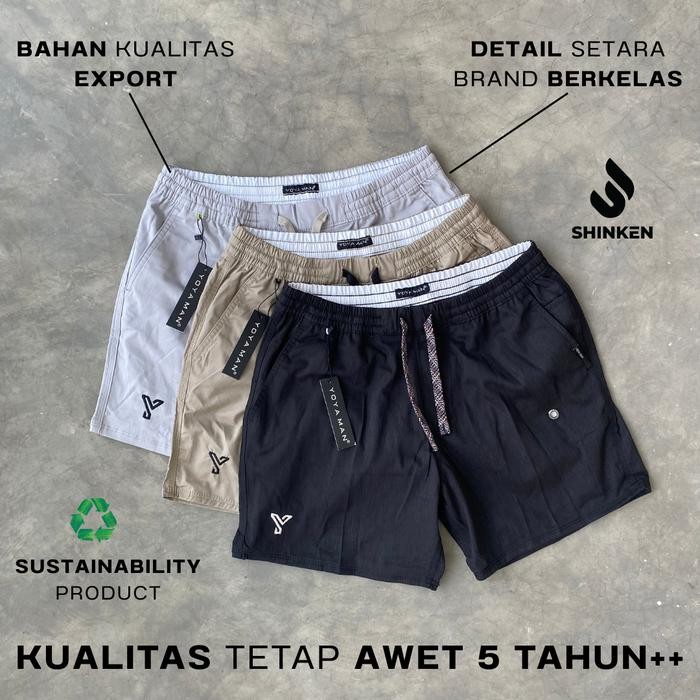 OMK_ Celana Pendek Yoyaman Polos, Celana Pendek Distro Nyaman Shorts Casual Santai Pria,