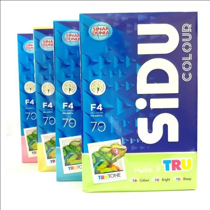 

Kertas Hvs Warna Sinar Dunia (Sidu) Folio F4 70Gr / Rim