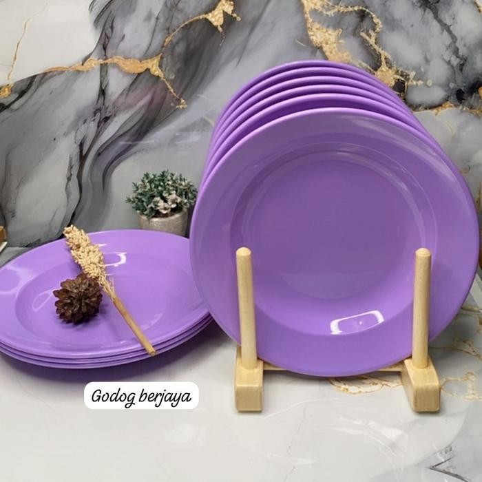 Promo 1 Lusin Piring Melamin Asli SNI Model Bulat Besar Dan Tahan Panas
