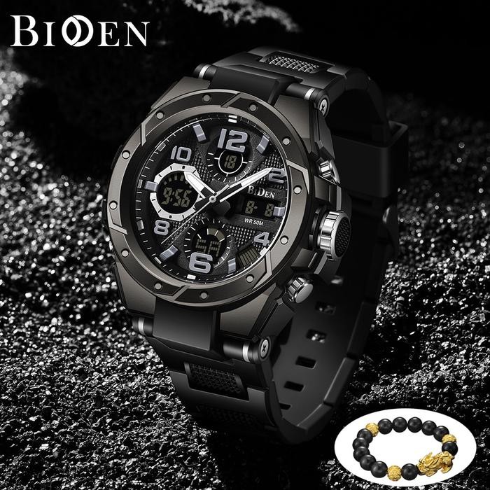 BIDEN Jam Tangan Pria Militer Digital&Analog Olahraga Tali Silikon