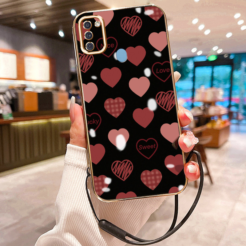 Casing Hp Untuk Samsung Galaxy A11 M11 Case Cesing kuning Doodle Love Pattern Heart Coated Casing Po
