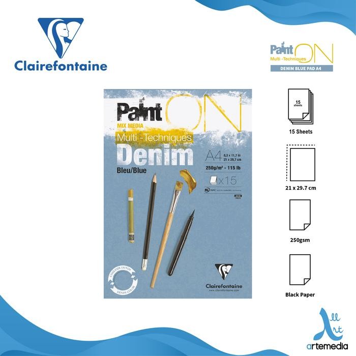 

Kertas Gambar Clairefontaine Paint On A4 Denim Multi Techniques Pad