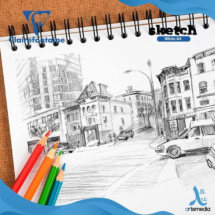 

Buku Sketsa Clairefontaine A4 Sketch White Wirebound Pad