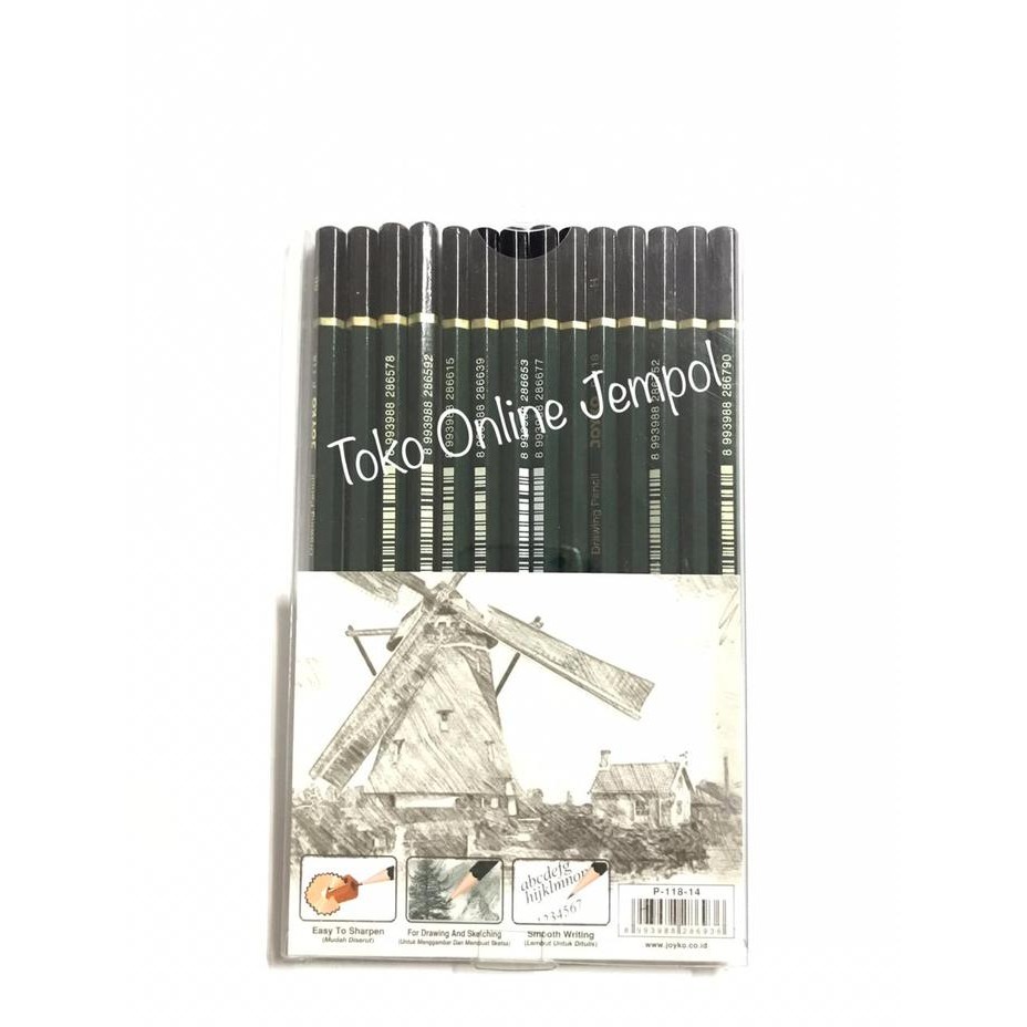 

14pcs Pensil Gambar Drawing Pencil Set JOYKO P-118-14 sketch ATK1106JY
