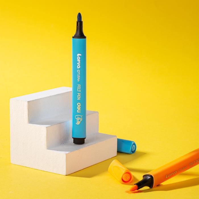 

Deli Larva Felt Pen/Spidol Warna 12/24C Mudah Dicuci Warna Cerah EC153