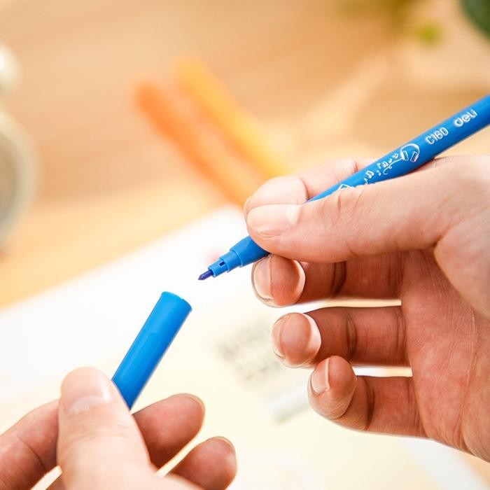 

[DELI X AGNEZ MO] Deli Felt Pen Spidol 12 24 Warna Mudah Dicuci CC160 Stationery Tinta