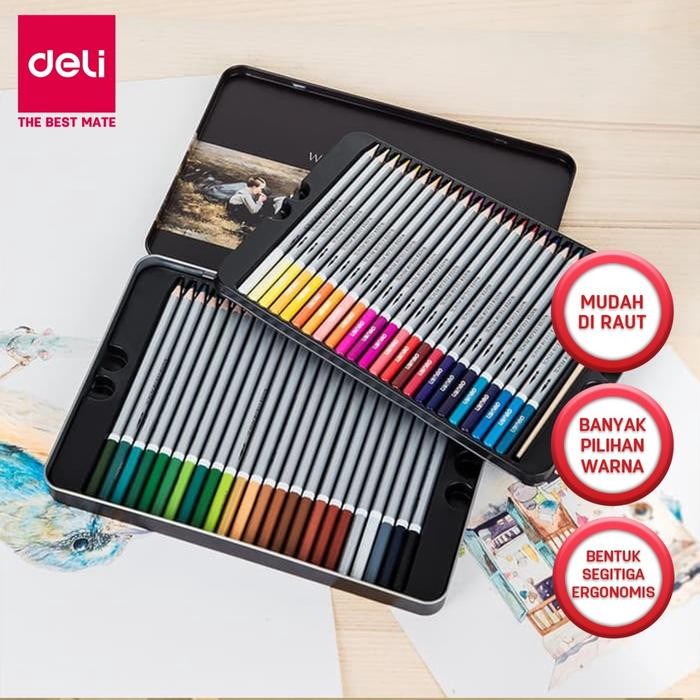 

Deli Pensil Warna 48 Warna PCS tidak beracun, dapat dicuci dan teknologi hybrid 6523 Cat Kayu