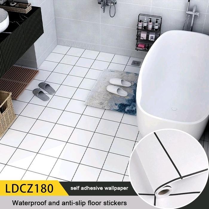 wallpaper sticker premium Lantai kamar mandi kotak tahan air anti licin anti air Pvc Vinyl