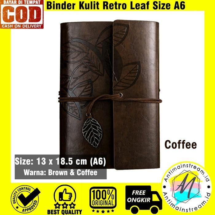 

TUMI (Bisa Custom Nama/ Logo) Buku Catatan Binder Kulit Retro Leaf A6 - Notebook Agenda