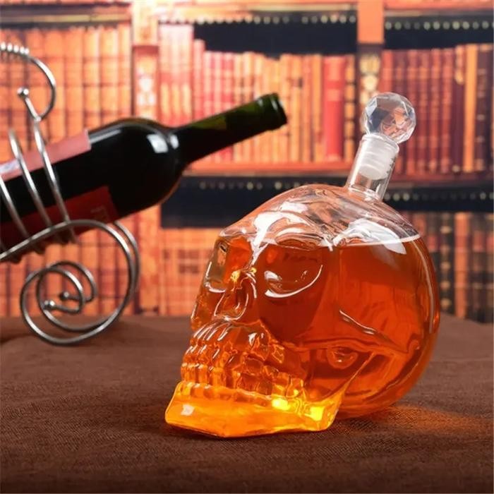 Botol Teko Kaca Bartender Model Crystal Head Skull Tengkorak 750 Ml