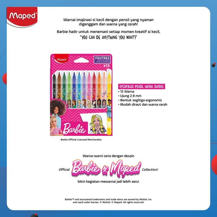 

MAPED PENSIL WARNA BARBIE isi 12 warna - CARDBOARD BOX