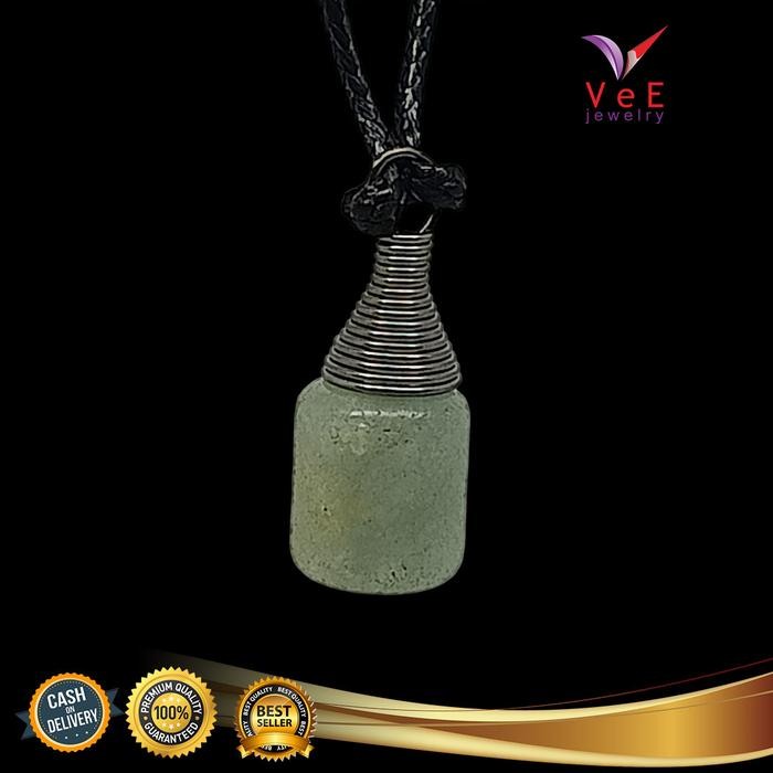 New // Kalung Liontin Batu Giok Asli Cina Tabung Hijau Burma - Tali Tridatu // 100% Original