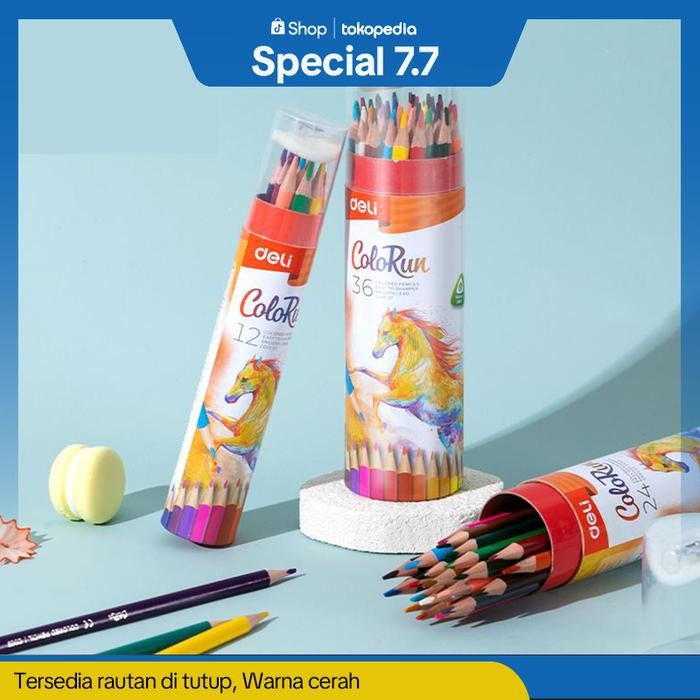 

SARI [Special 7.7] Deli Pensil Warna / Colored Pensil 12 24 Warna Sangat Terang Ec112