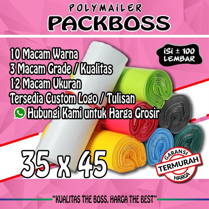 

5WUM Polymailer Packboss 35X45 Isi 100 *Kualitas Boss * Harga Termurah* Perekat
