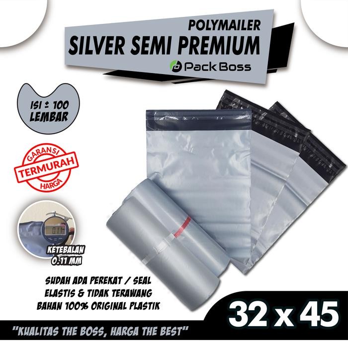 

5WUM 32X45 Silver Semi Premium Polymailer Packboss Packaging Online Ada Perekat Kuat