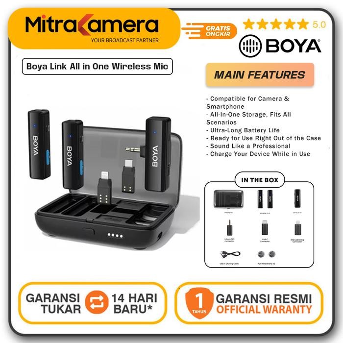 Boya BoyaLink All in One Wireless Mic Boya Link Microphone RESMI