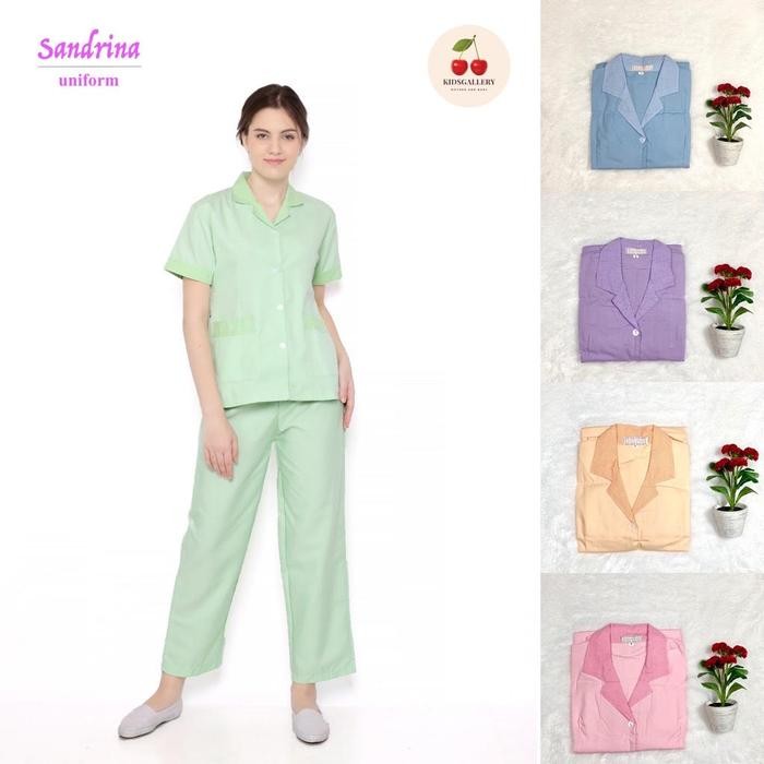 (Sandrina) Baju Seragam Suster/ Baju Baby Sitter Celana Panjang Wanita Blazer
