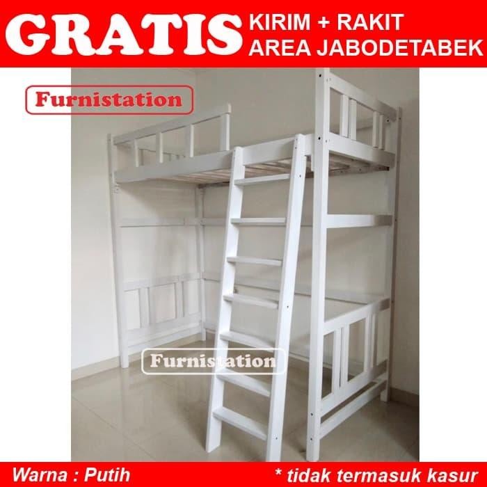 Ranjang Tingkat Tanpa Meja Belajar Kerja / Tempat Tidur Susun 1 Orang