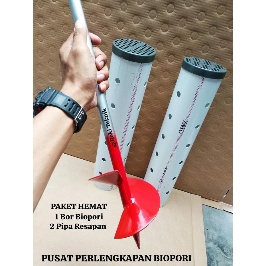 PERLENGKAPAN BIOPORI / ALAT PEMBUAT SUMUR RESAPAN BOR BIOPORI SET