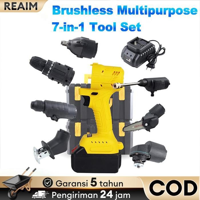 REAIM Mesin Bor Gerinda/Jet Cleaner/Impact Wrench/Chainsaw Senso Chain Saw Baterai Cordless Alat